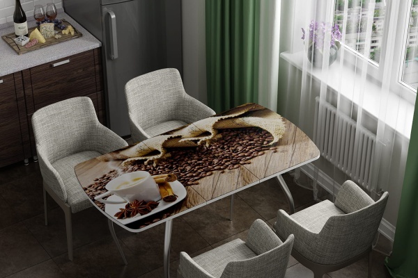 Стол Обеденный Раздвижной Бочонок Фотопечать (Ш-1100/1400 х Г-700 х В-760 мм)/Разные Цвета