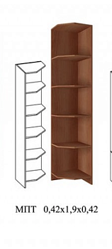 Угловая Полка Марк ЛДСП- МПТ Венге/Белфорт (Ш-420 х В-1900 х Г-420 мм)