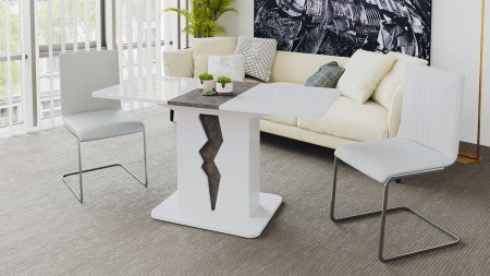 Стол Раздвижной «Шеффилд» исп. 1 Белый Глянец/Камень/ Д-1100/1417 x Ш- 701 мм x В-752 мм